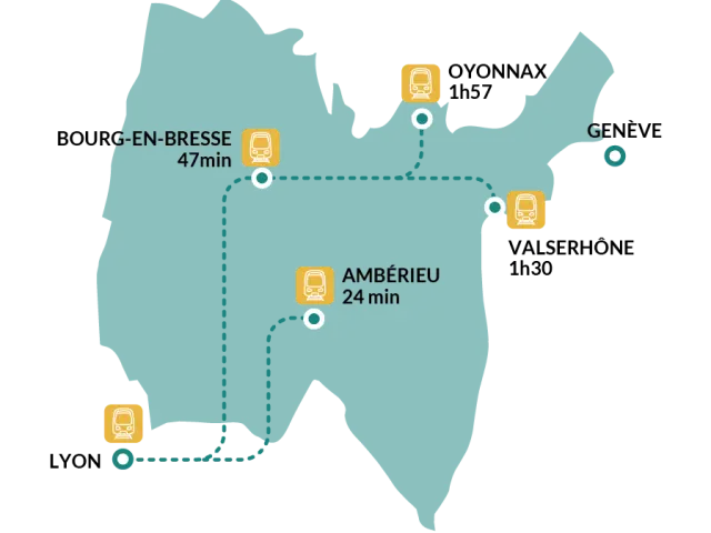 Carte SNCF itinéraire vers Lyon